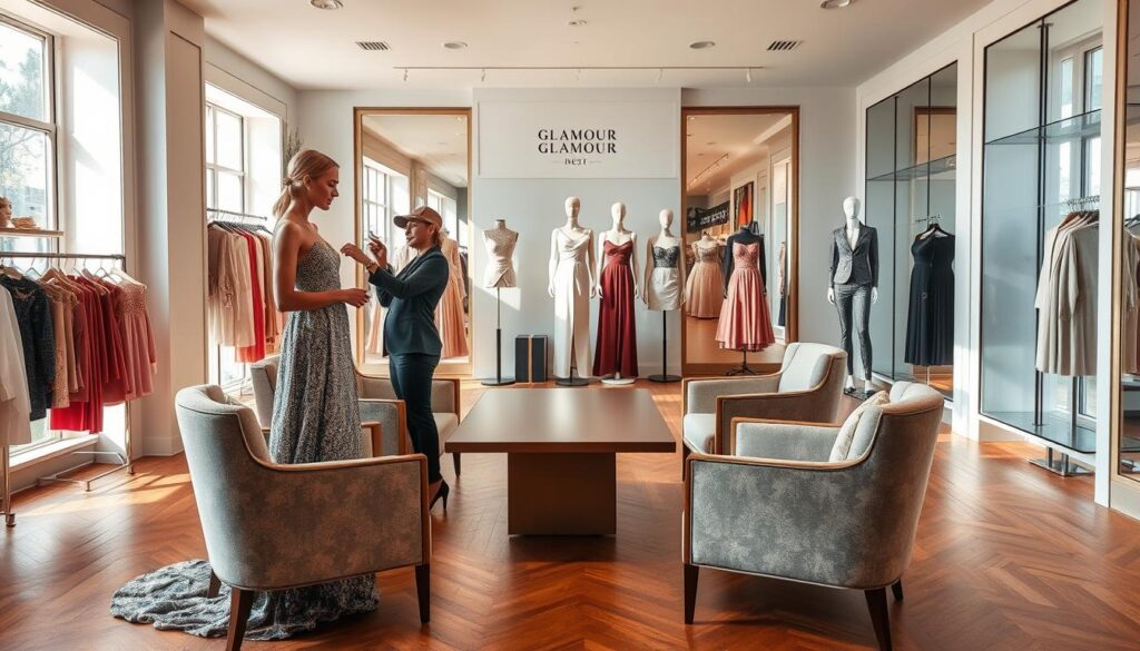 Personal styling at luxury clothing boutique